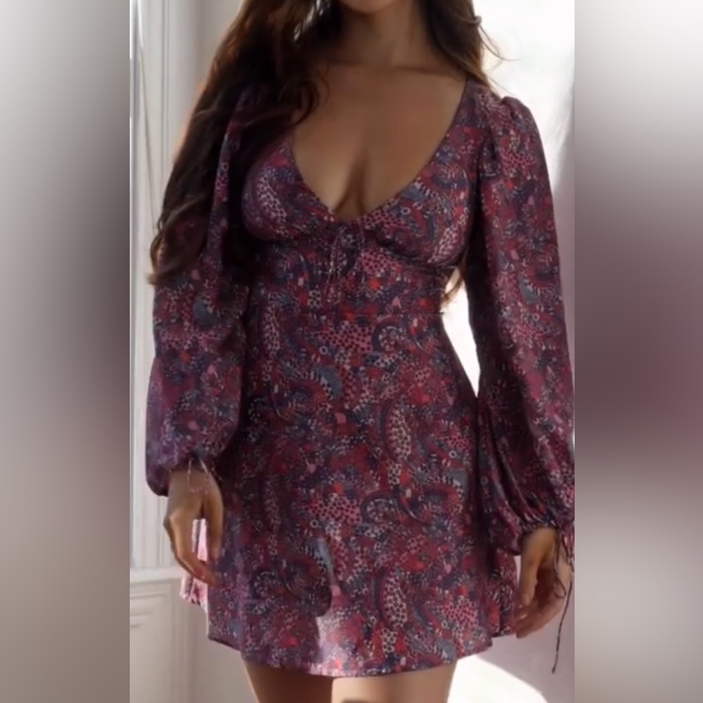 For Love and Lemons Long-Sleeve Floral Tonya Mini Dress Size XS NWT! $225 retail